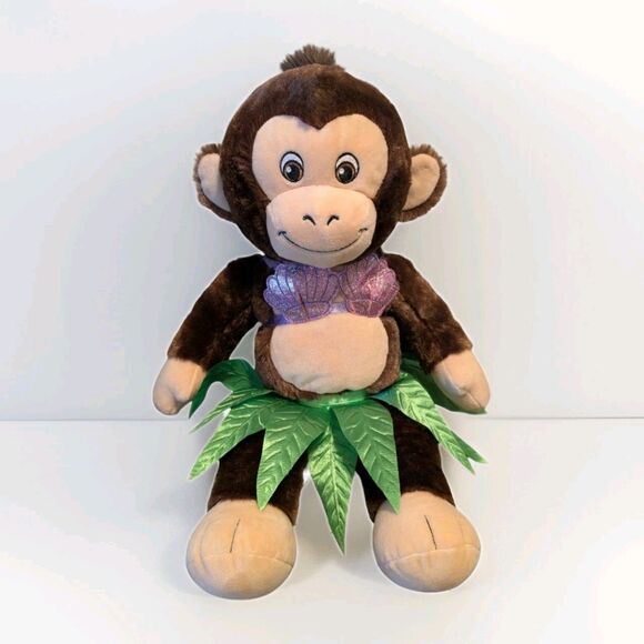 Build-A-Bear Monkey Plush Hula Girl Shell Bra Skirt Stuffed Animal 16" Hawaiian - Picture 1 of 12